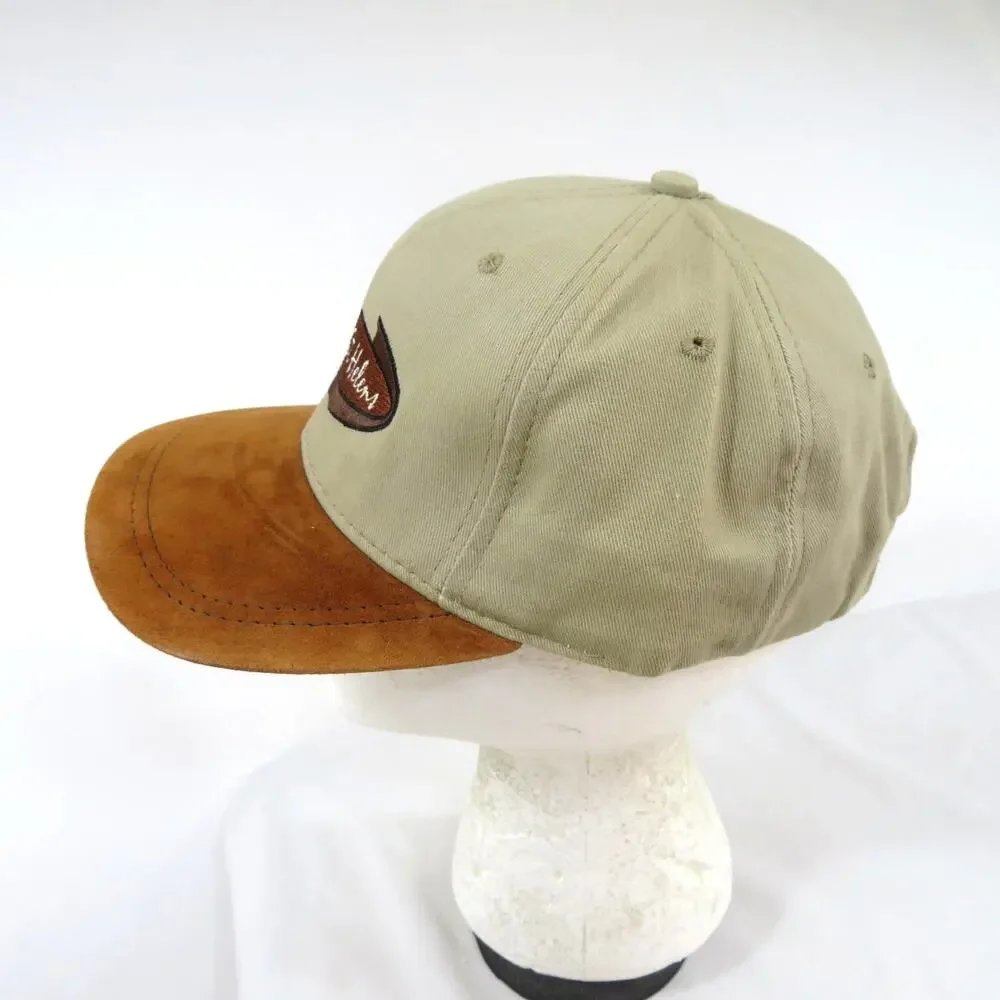 Mount St Helens Dad Hat Suede Leather Bill Beige Brown Slide Lock Cap 1990s